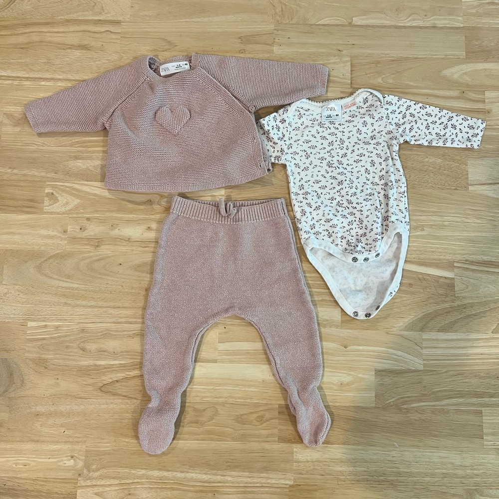 Zara matching three piece outfit size 1-3 months